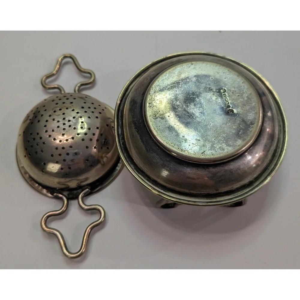 EPNS Tea Strainer Set Vintage Silver Plated One Size Silver Good Ornate Handles